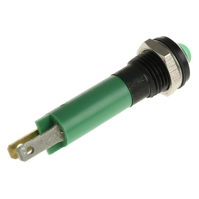 CML Innovative Technologies Green Panel Mount Indicator, 24V, 8mm Mounting Hole Size, Solder Tab Termination, IP67