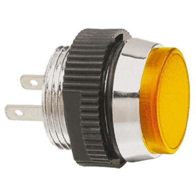 Signal Construct Yellow Panel Mount Indicator, 12 → 14V, 16mm Mounting Hole Size, IP67