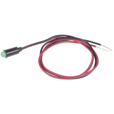 Dialight Green Panel Mount Indicator, 2.2V, 6.4mm Mounting Hole Size, Lead Wires Termination