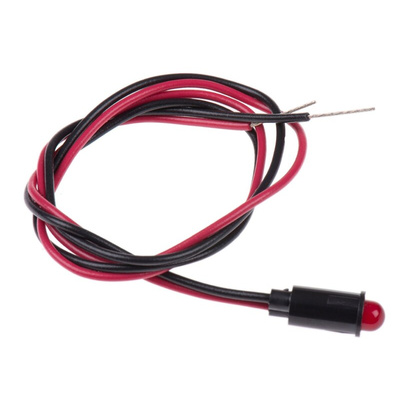 Dialight Red Panel Mount Indicator, 12V dc, 6.4mm Mounting Hole Size, Lead Wires Termination