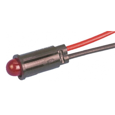 Dialight Red Panel Mount Indicator, 1.9V dc, 6.4mm Mounting Hole Size, Lead Wires Termination