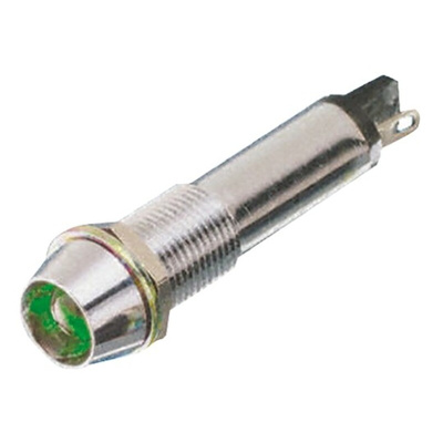 Dialight Green Indicator, 12V dc, 9mm Mounting Hole Size, Solder Tab Termination