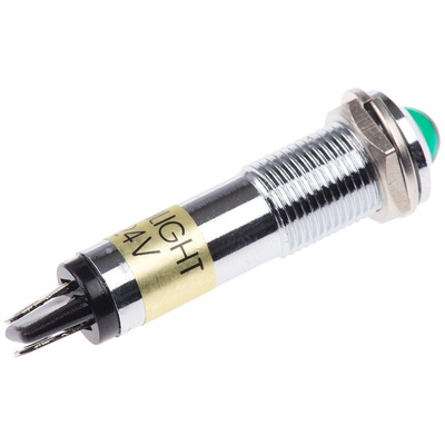 Dialight Green Indicator, 24V dc, 9mm Mounting Hole Size, Solder Tab Termination