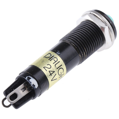 Dialight Green Indicator, 24V dc, 9mm Mounting Hole Size, Solder Tab Termination