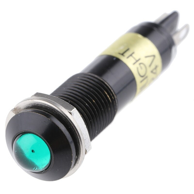 Dialight Green Indicator, 24V dc, 9mm Mounting Hole Size, Solder Tab Termination