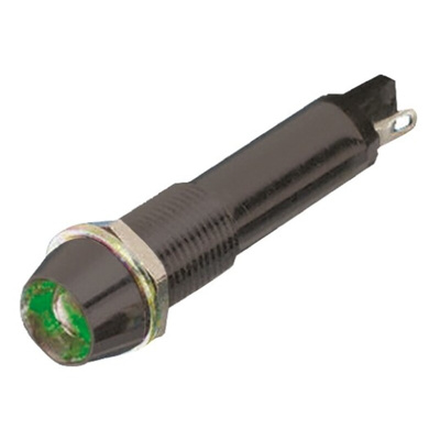 Dialight Green Panel Mount Indicator, 24V dc, 9mm Mounting Hole Size, Solder Tab Termination