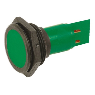 Signal Construct Green Panel Mount Indicator, 30mm Mounting Hole Size, Solder Tab Termination, IP67