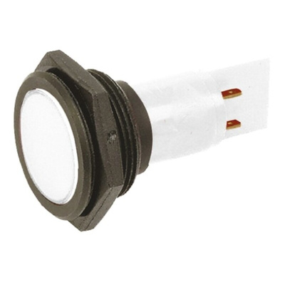 Signal Construct White Panel Mount Indicator, 30mm Mounting Hole Size, Solder Tab Termination, IP67