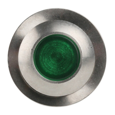 Marl Green Panel Mount Indicator, 12 → 28V, 12.7mm Mounting Hole Size, Solder Tab Termination, IP67