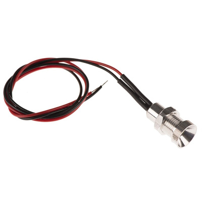 Oxley White Panel Mount Indicator, 8mm Mounting Hole Size, Lead Wires Termination, IP67