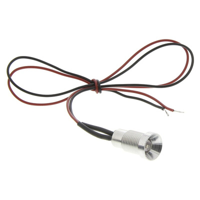 Oxley Yellow Panel Mount Indicator, 8mm Mounting Hole Size, Lead Wires Termination, IP68