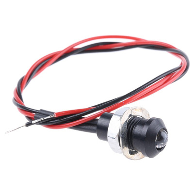 Oxley Yellow Panel Mount Indicator, 8mm Mounting Hole Size, Lead Wires Termination, IP67