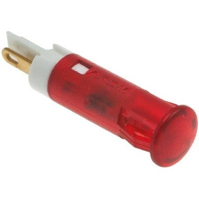 Apem Red Panel Mount Indicator, 24V dc, 6mm Mounting Hole Size, Faston, Solder Lug Termination