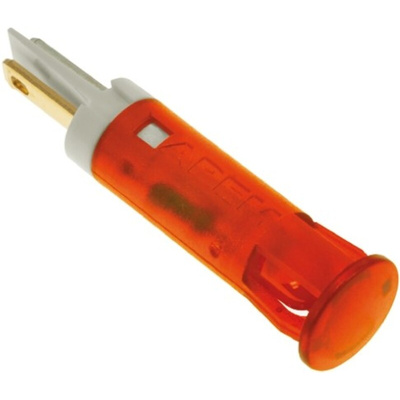 Apem Orange Panel Mount Indicator, 12V dc, 8mm Mounting Hole Size, Faston, Solder Lug Termination