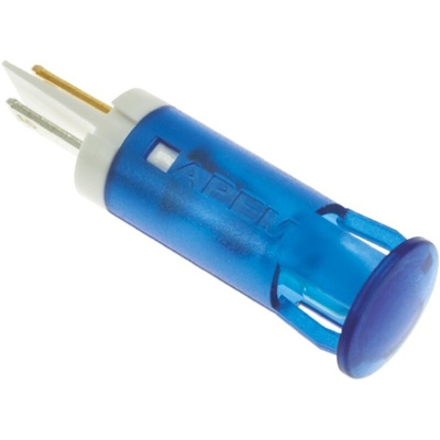 Apem Blue Panel Mount Indicator, 12V dc, 10mm Mounting Hole Size, Faston, Solder Lug Termination