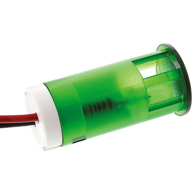 APEM Green Panel Mount Indicator, 24V dc, 12mm Mounting Hole Size, Lead Wires Termination