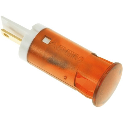 Apem Orange Panel Mount Indicator, 110V ac, 12mm Mounting Hole Size, Faston, Solder Lug Termination