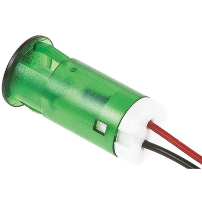 Apem Green Panel Mount Indicator, 220V ac, 12mm Mounting Hole Size, Lead Wires Termination