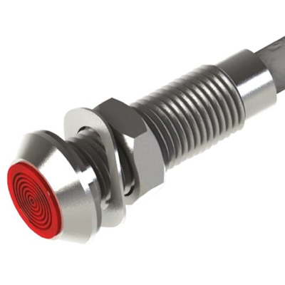 Marl Red Panel Mount Indicator, 28V dc, 5mm Mounting Hole Size, Lead Wires Termination, IP67