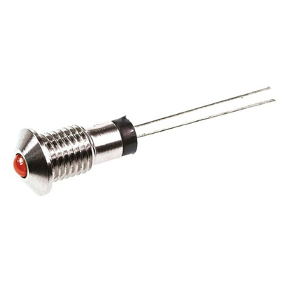 Marl Red Panel Mount Indicator, 2.8V, 6mm Mounting Hole Size, Lead Pin Termination