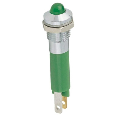 Signal Construct Green Panel Mount Indicator, 12 → 14V, 8mm Mounting Hole Size, Solder Tab Termination