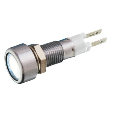Signal Construct White Panel Mount Indicator, 12 → 14V, 8mm Mounting Hole Size, Solder Tab Termination