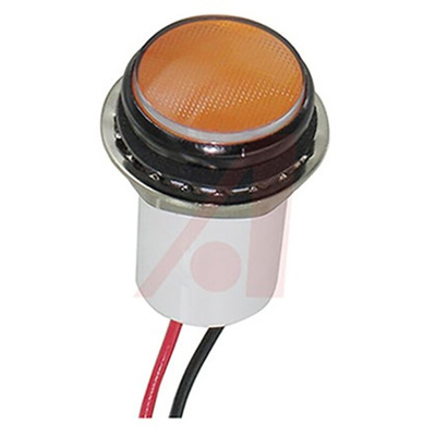 Dialight Yellow Panel Mount Indicator, 24V dc, 17.5mm Mounting Hole Size, Lead Wires Termination