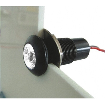 Marl White Panel Mount Indicator, 12 → 28V, 12.7mm Mounting Hole Size, Solder Tab Termination, IP67
