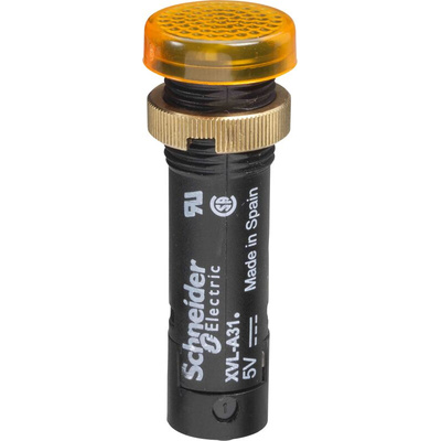Schneider Electric XVL Series Yellow Panel Mount Indicator, 12V, 12mm Mounting Hole Size, IP40, IP65