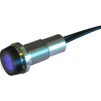 Oxley STRLH10 Series Blue Indicator, 12V dc, 10mm Mounting Hole Size, Lead Wires Termination, IP68