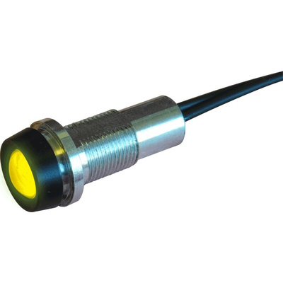 Oxley STRLH10 Series Yellow Indicator, 12V dc, 10mm Mounting Hole Size, Lead Wires Termination, IP68