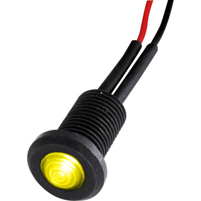 Oxley OXL/CLH/63 Series Yellow Panel LED, 2V dc, 6.35mm Mounting Hole Size, Lead Wires Termination, IP66