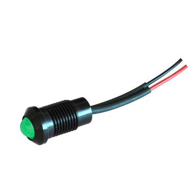 Oxley OXL/CLH/80/AC Series Green Panel LED, 24V ac, 8mm Mounting Hole Size, Lead Wires Termination, IP66