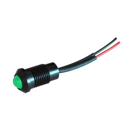 Oxley OXL/CLH/80/AC Series Green Panel LED, 12V ac, 8mm Mounting Hole Size, Lead Wires Termination, IP66
