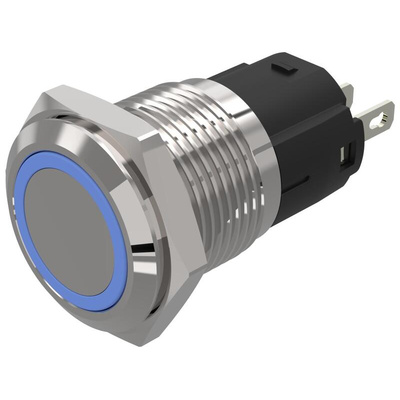 EAO 82 Series Blue Indicator, 12V ac/dc, 16mm Mounting Hole Size, Solder Tab Termination, IP65, IP67
