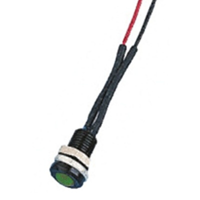 Oxley Green Panel Mount Indicator, 12V ac, 6.4mm Mounting Hole Size, Lead Wires Termination, IP66