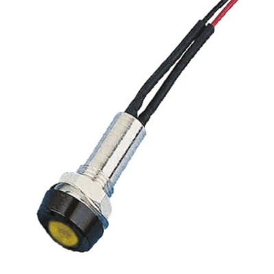 Oxley Yellow Panel Mount Indicator, 24V, 8mm Mounting Hole Size, Lead Wires Termination, IP67