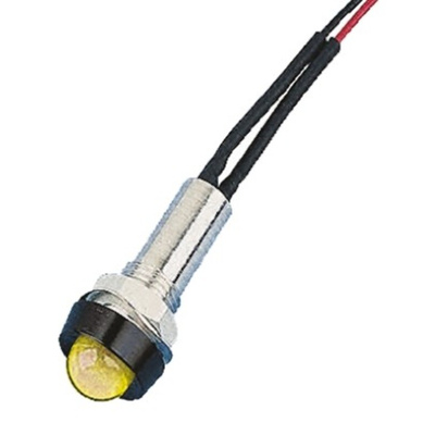 Oxley Yellow Panel Mount Indicator, 230V ac, 8mm Mounting Hole Size, Lead Wires Termination, IP67