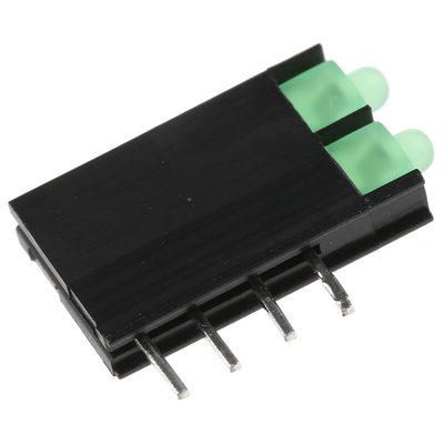 Kingbright L-4060VH/2GD, Green Right Angle PCB LED Indicator, 2 LEDs, Through Hole 2.5 V