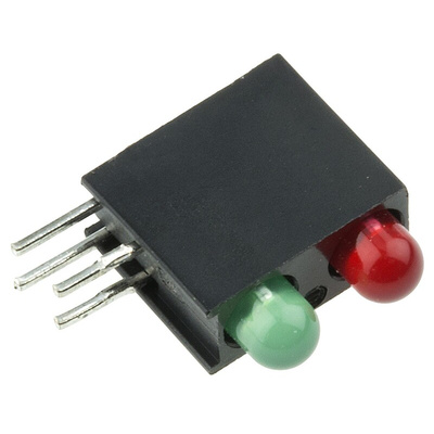 Dialight 553-0112F, Green & Red Right Angle PCB LED Indicator, 2 LEDs, Through Hole 3 V