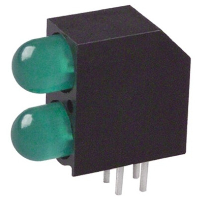 Dialight 552-0222F, Green Right Angle PCB LED Indicator, 2 LEDs, Through Hole 2.1 V