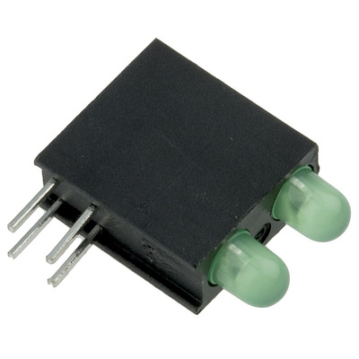 Dialight 553-0222-200F, Green Right Angle PCB LED Indicator, 2 LEDs, Through Hole 2.2 V