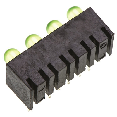 Dialight 551-1307-004F, Green Right Angle PCB LED Indicator, 4 LEDs, Through Hole 1.9 V