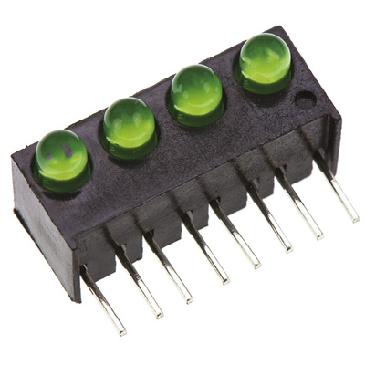 Dialight 551-1307-004F, Green Right Angle PCB LED Indicator, 4 LEDs, Through Hole 1.9 V