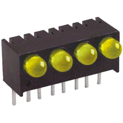 Dialight 551-1207-004F, Yellow Right Angle PCB LED Indicator, 4 LEDs, Through Hole 1.8 V