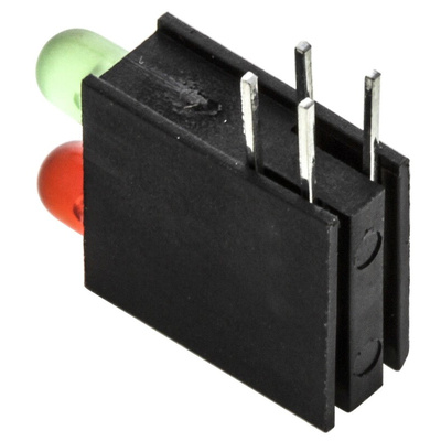 Dialight 553-0212-200F, Green & Red Right Angle PCB LED Indicator, 2 LEDs, Through Hole 2.2 V