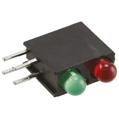 Dialight 553-0212-200F, Green & Red Right Angle PCB LED Indicator, 2 LEDs, Through Hole 2.2 V