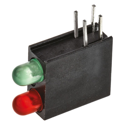 Dialight 553-0112-200F, Green & Red Right Angle PCB LED Indicator, 2 LEDs, Through Hole 2.8 V