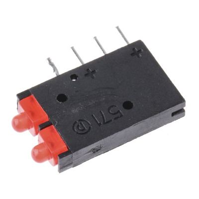 Dialight 571-0111-100F, Red Right Angle PCB LED Indicator, 2 LEDs, Through Hole 2 V