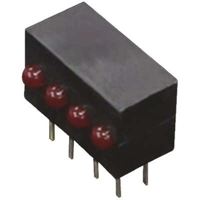 Kingbright KM2520EF/4ID, Red Right Angle PCB LED Indicator, 4 LEDs, Through Hole 2.5 V